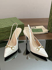 Gucci 10mm White Slingback Pumps - 4