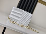 YSL Envelope Chain Wallet White Gold Hardware 22.5x14x4cm - 5