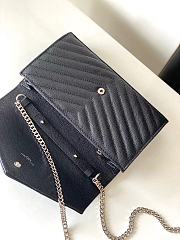 YSL Envelope Chain Wallet Black Silver Hardware 22.5x14x4cm - 2