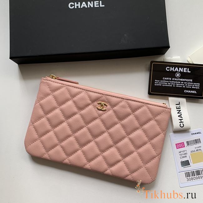 Chanel Wallet Pink Caviar Gold 20x12.2x1cm - 1