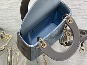 Dior Mini Lady Bag Two-Tone Sky Blue Steel Gray 17 x 15 x 7 cm - 6