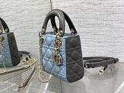 Dior Mini Lady Bag Two-Tone Sky Blue Steel Gray 17 x 15 x 7 cm - 4