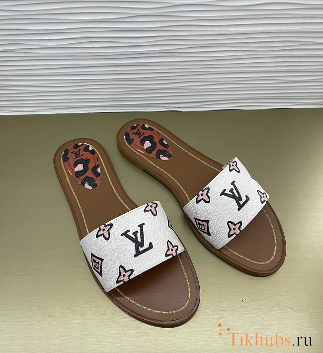 Louis Vuitton LV White Slides - 1