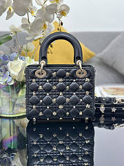 Dior Small Lady Bag Black Gold-Finish Zodiac 20 x 17 x 8 cm - 2