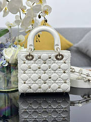 Dior Small Lady Bag White Gold-Finish Zodiac 20 x 17 x 8 cm - 3