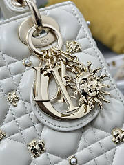 Dior Small Lady Bag White Gold-Finish Zodiac 20 x 17 x 8 cm - 2