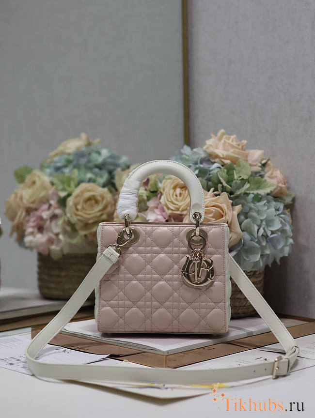 Dior Small Lady Bag Two-Tone Latte Powder Pink 20cm - 1