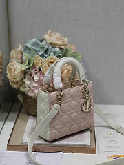 Dior Small Lady Bag Two-Tone Latte Powder Pink 20cm - 4