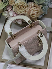 Dior Small Lady Bag Two-Tone Latte Powder Pink 20cm - 2