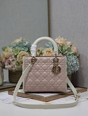 Dior Medium Lady Bag Two-Tone Latte Powder Pink 24cm - 1