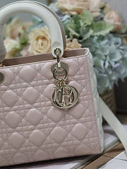 Dior Medium Lady Bag Two-Tone Latte Powder Pink 24cm - 6