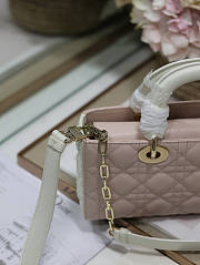 Dior Medium Lady D-joy White Pink 26x13.5x5cm - 4