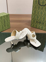 Gucci Women's Double G Thong Sandals White Heel 5.5cm - 5