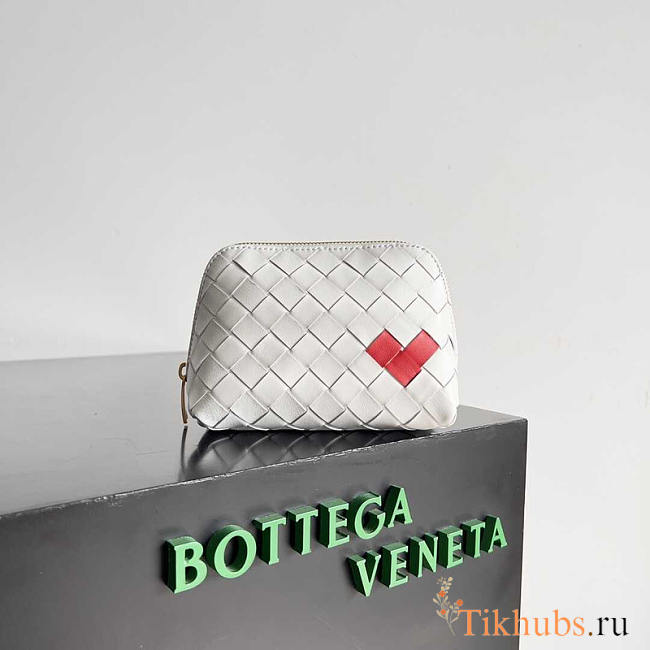 Bottega Veneta Intrecciato Beauty Pouch White 16.5x10.5x9cm - 1