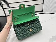 Chanel Medium Flap Bag Green Tweed 25cm - 5