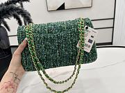 Chanel Medium Flap Bag Green Tweed 25cm - 3