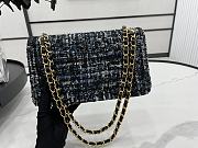 Chanel Medium Flap Bag Black Tweed Gold 25cm - 3