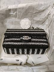 Chanel Flap Evening Bag Strass Silver Black 13x21x8cm - 4