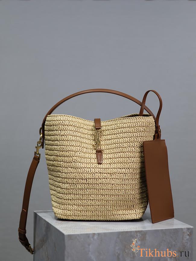 YSL LE 37 Woven Raffia Leather Bag 20x25x16cm - 1