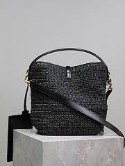 YSL LE 37 Woven Raffia Black Leather Bag 20x25x16cm - 5