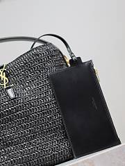 YSL LE 37 Woven Raffia Black Leather Bag 20x25x16cm - 4