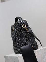 YSL LE 37 Woven Raffia Black Leather Bag 20x25x16cm - 3