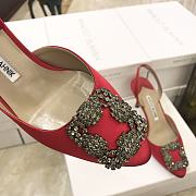 Manolo Blahnik Hangisi Slingback Pumps Red Heel 7cm - 5