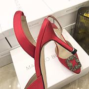 Manolo Blahnik Hangisi Slingback Pumps Red Heel 7cm - 4