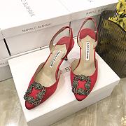 Manolo Blahnik Hangisi Slingback Pumps Red Heel 7cm - 2