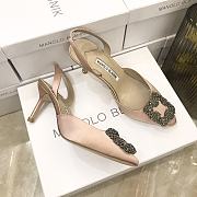 Manolo Blahnik Hangisi Slingback Pumps Pink Heel 7cm - 3