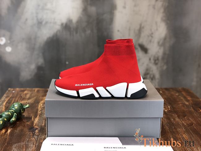 Balenciaga Speed 2.0 Lace-Up Sneaker Red - 1