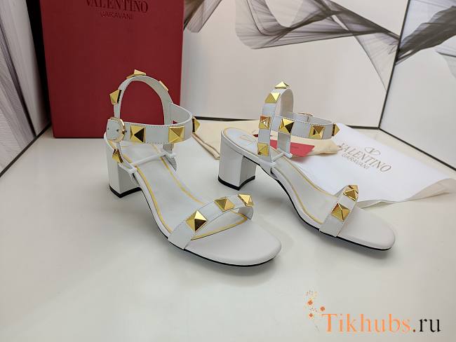 Valentino Garavani Roman Stud Heel Sandals White 6cm - 1