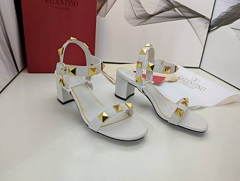 Valentino Garavani Roman Stud Heel Sandals White 6cm