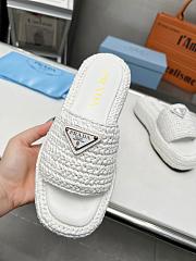 Prada Crochet Flat Slides White - 5