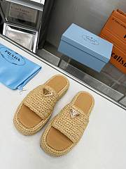 Prada Crochet Flatform Slides Natural - 1