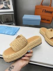 Prada Crochet Flatform Slides Natural - 3