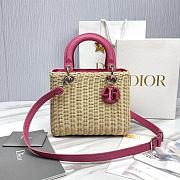 Dior Lady Bag Pink Wicker 24cm - 1