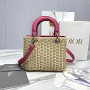 Dior Lady Bag Pink Wicker 24cm - 6