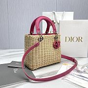 Dior Lady Bag Pink Wicker 24cm - 5