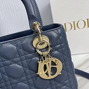 Dior Medium Lady Bag Navy Blue 24x20x11cm - 4