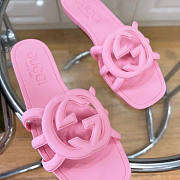 Gucci Rubber Pink Slides - 4