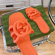 Gucci Rubber Orange Slides - 2