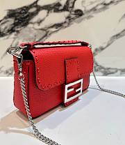 Fendi Baguette Full Grain Red Bag Leather 19.5x4.5x13cm - 4