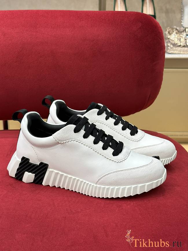 Hermes Bouncing Velvet Goatskin White Sneakers - 1