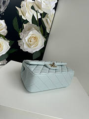 Chanel Top Handle Flap Bag Light Blue Gold 20cm - 5