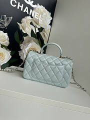 Chanel Top Handle Flap Bag Light Blue Gold 20cm - 4