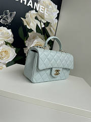 Chanel Top Handle Flap Bag Light Blue Gold 20cm - 3