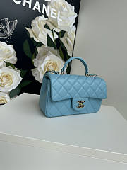 Chanel Top Handle Flap Bag Blue Gold 20cm - 5