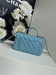 Chanel Top Handle Flap Bag Blue Gold 20cm - 4