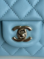 Chanel Top Handle Flap Bag Blue Gold 20cm - 2